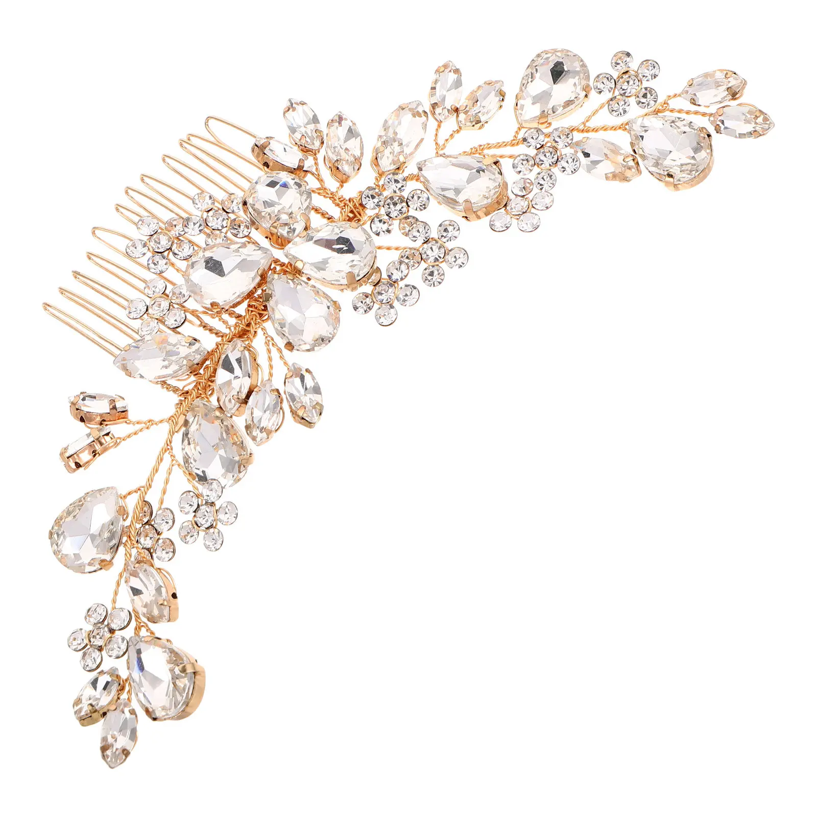 

Rhinestone Hair Comb Wedding Headpiece For Bride Bridal Hair Accessories Updo Party Hairstyle Flower Metal Claw Clip