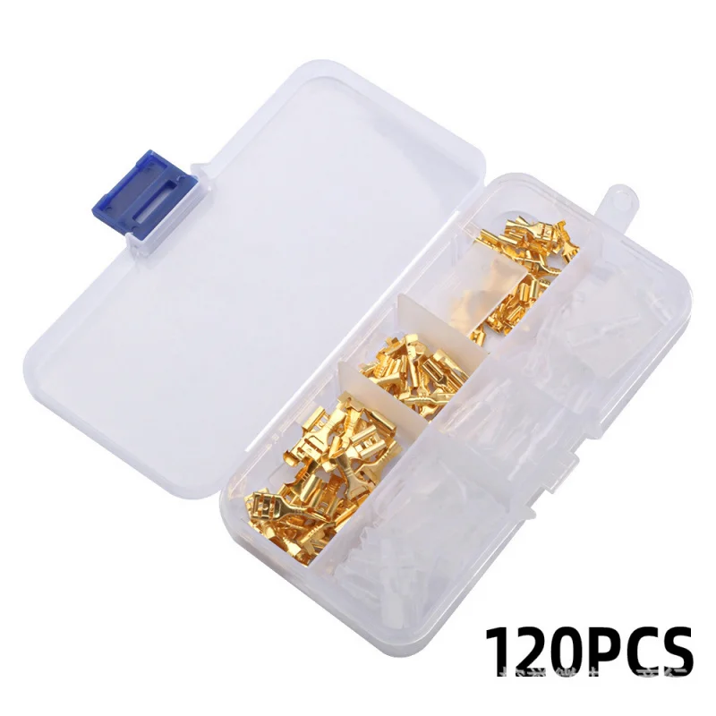 120PCS Gold/Silver Cold Pressed Hook Switch Inserts 2.8/4.8/6.3mmTerminal Connector