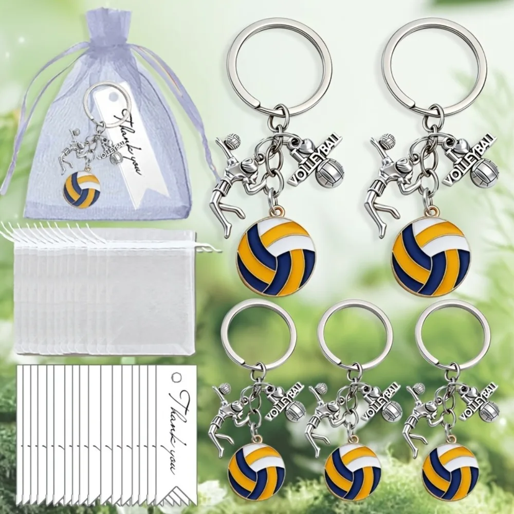 5/12/20sets12Pcs Porte-clés en métal de volley-ball avec ballon et pendentif « I Love Volleyball » pour athlète, fan, cadeau + carte et sac en tulle