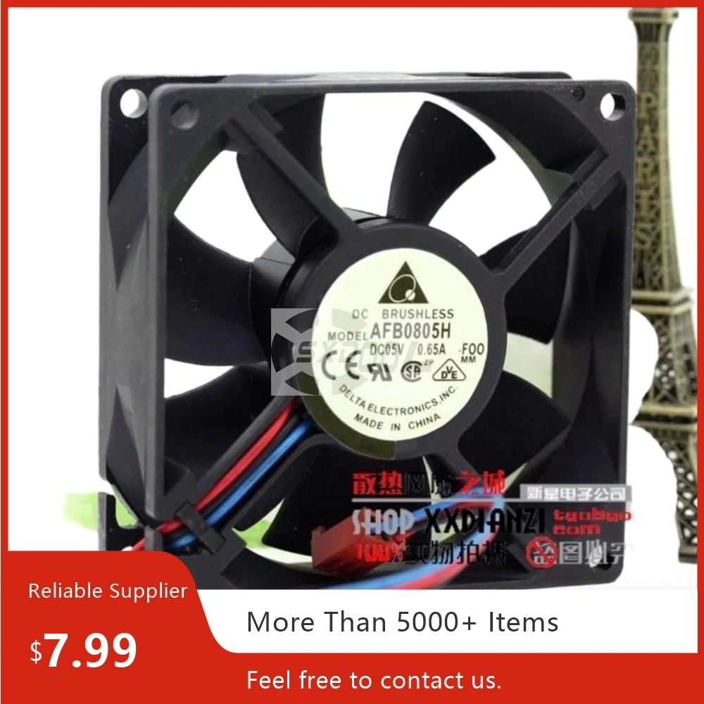 

Вентилятор 80 мм для Delta AFB0805H 80x80x25 мм DC 5 В 0,65 А с двойным шариком 3000 об/мин охлаждающий вентилятор 35,31 куб. футов в минуту
