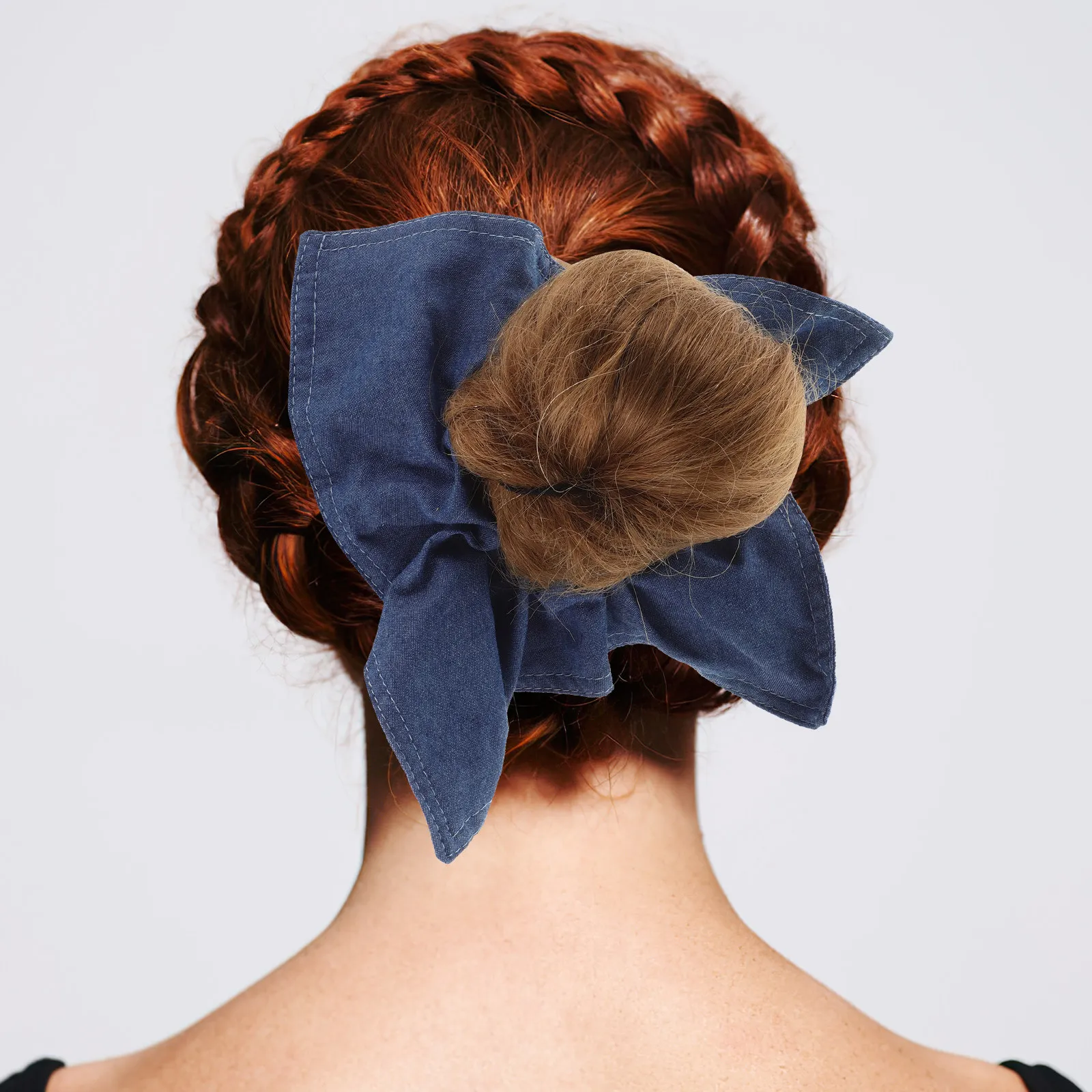 

Denim Blue Square Scarf Hair Tie for Thick Curly Hold Gentle Elastic Ponytail Holder Stylish Versatile Accessory