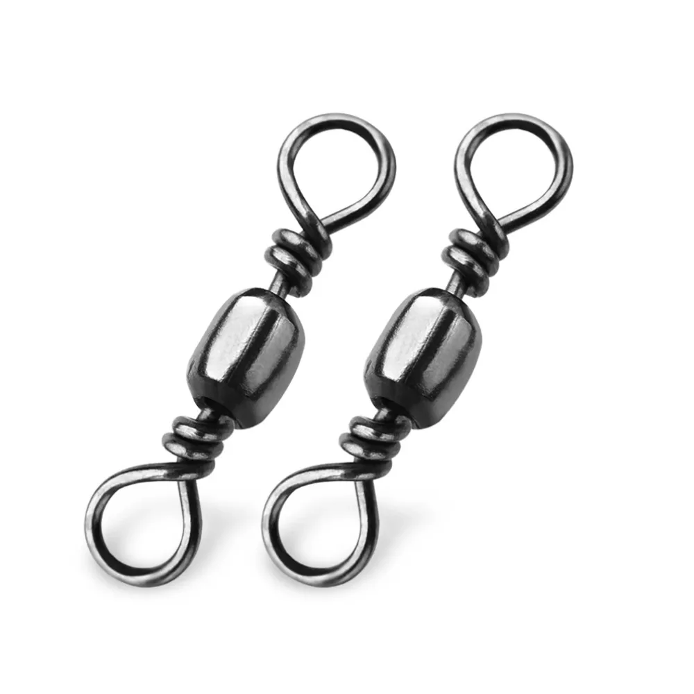 

50pcs Catfish Lures Solid Ring Barrel Swivels Connector High Strength Rolling Swivels Snap Bearing Rolling