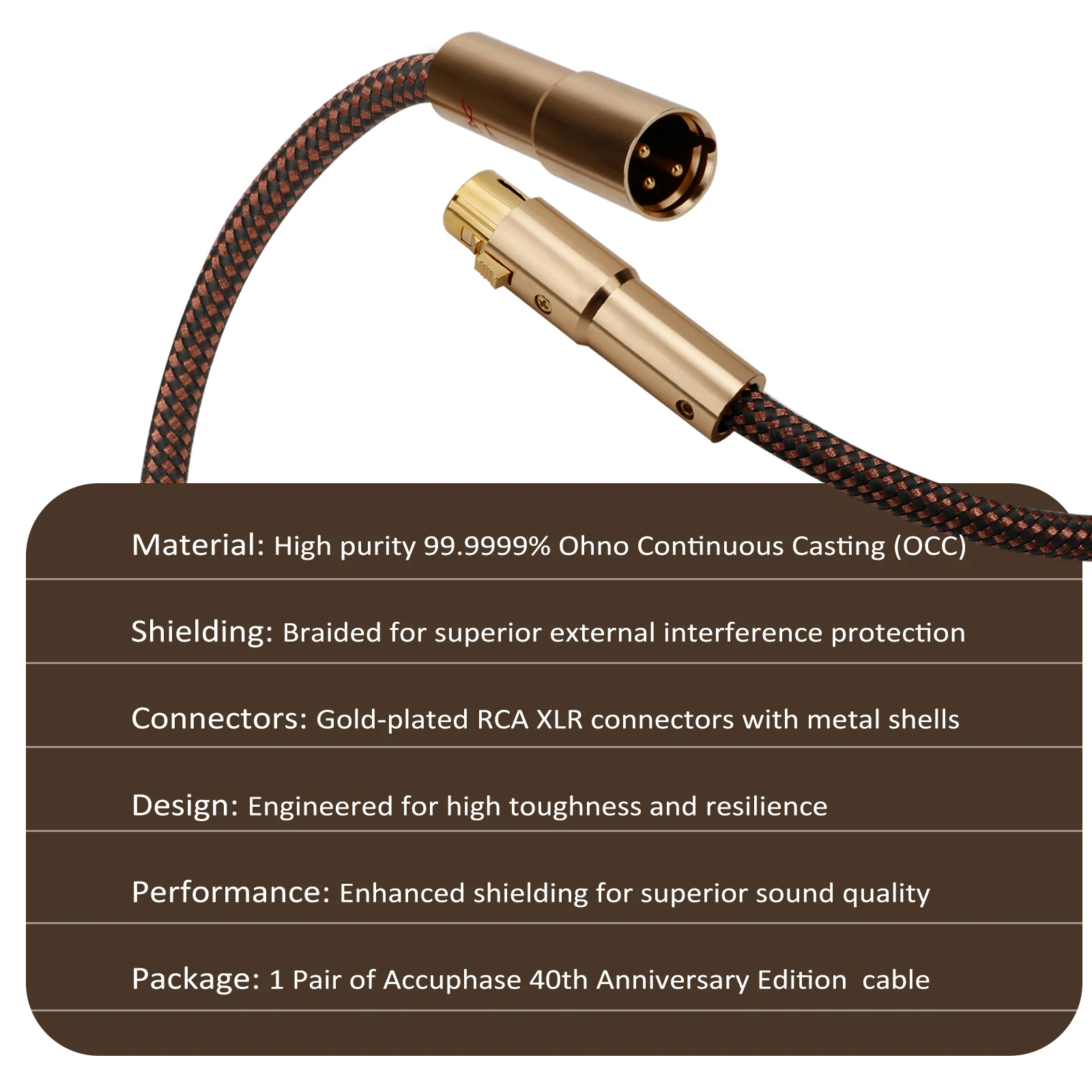 Accuphase 40th Anniversary HiFi XLR Cable Wire OCC XLR Male to Female Line High Purity Oxygen Free Copper Cable X434