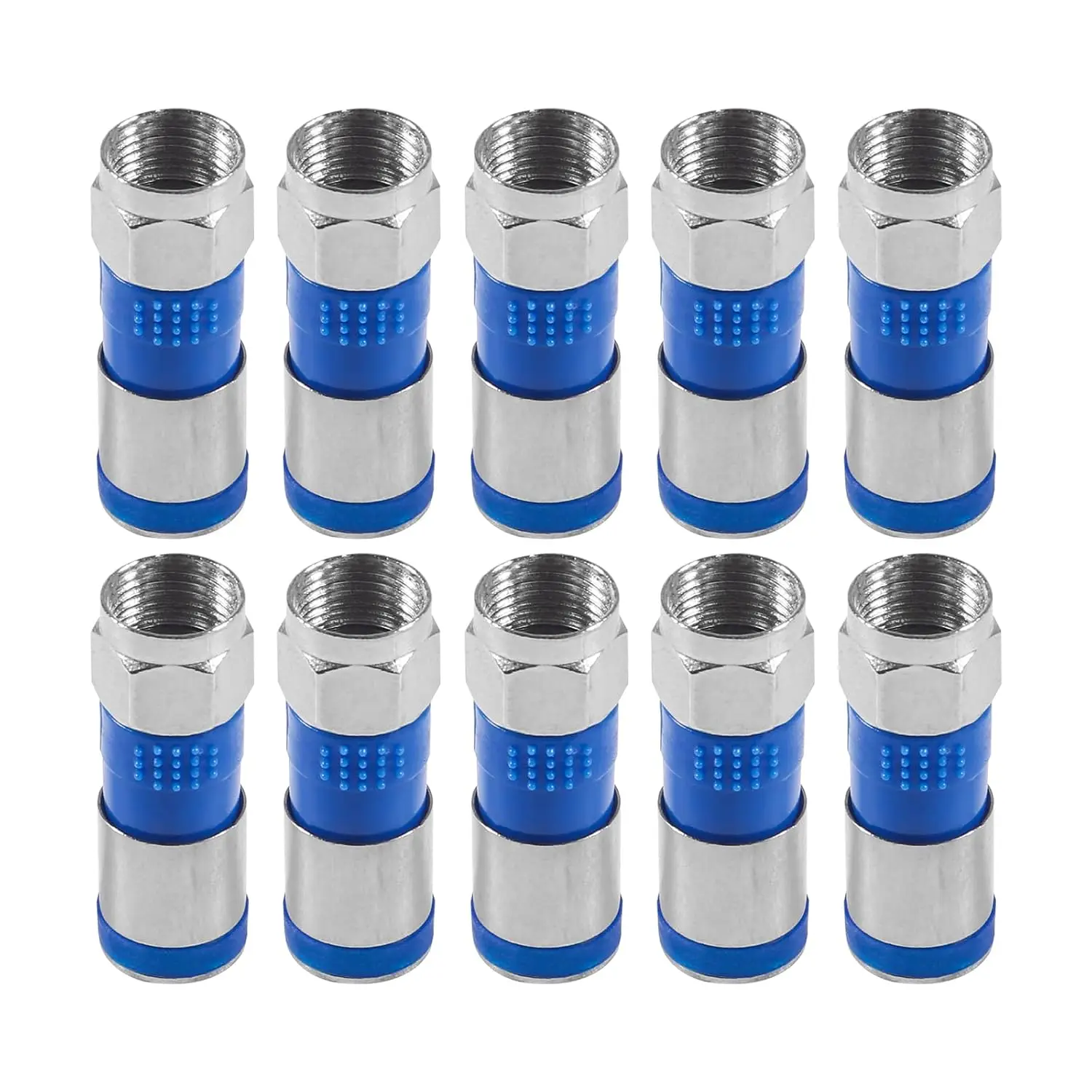 10pcs RG6 Compression Connectors RG6 F Type Connector Coax Coaxial Compression Fitting black blue