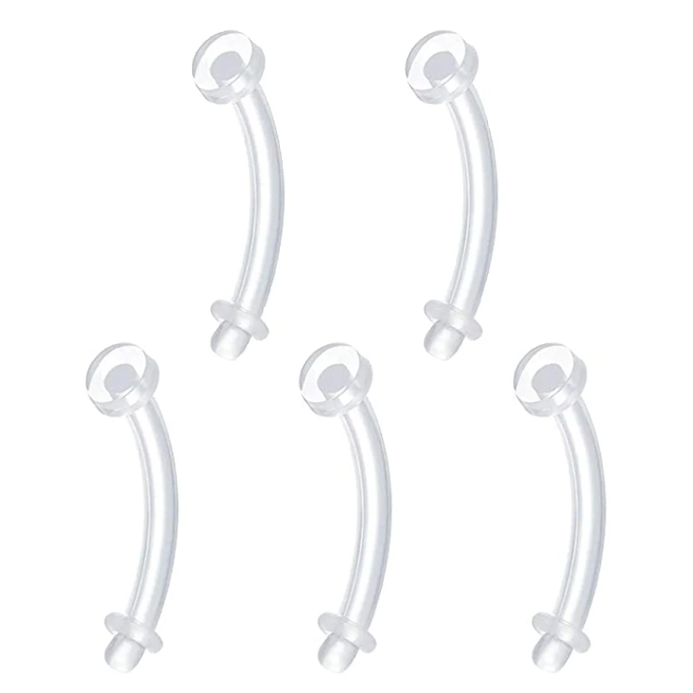 20pcs 14g Clear Belly Button Rings Pregnancy Bioflex Plastic Belly Ring Women Curved Barbell Navel Piercings Retainers
