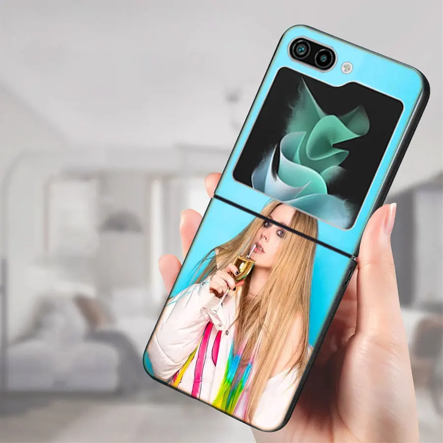 Singer Avril Lavigne Clear Phone Case For Samsung Galaxy Z Flip6 5G Flip5 5G Flip4 3 Z Flip Black Cover Shell Coque Hard PC Cell