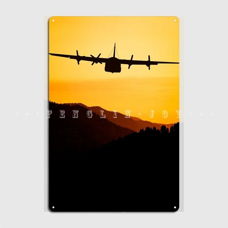 Military Transport Plane Metal Plaque Poster Cinema Garage Cave Pub Funny Painting Décor Tin Sign Poster