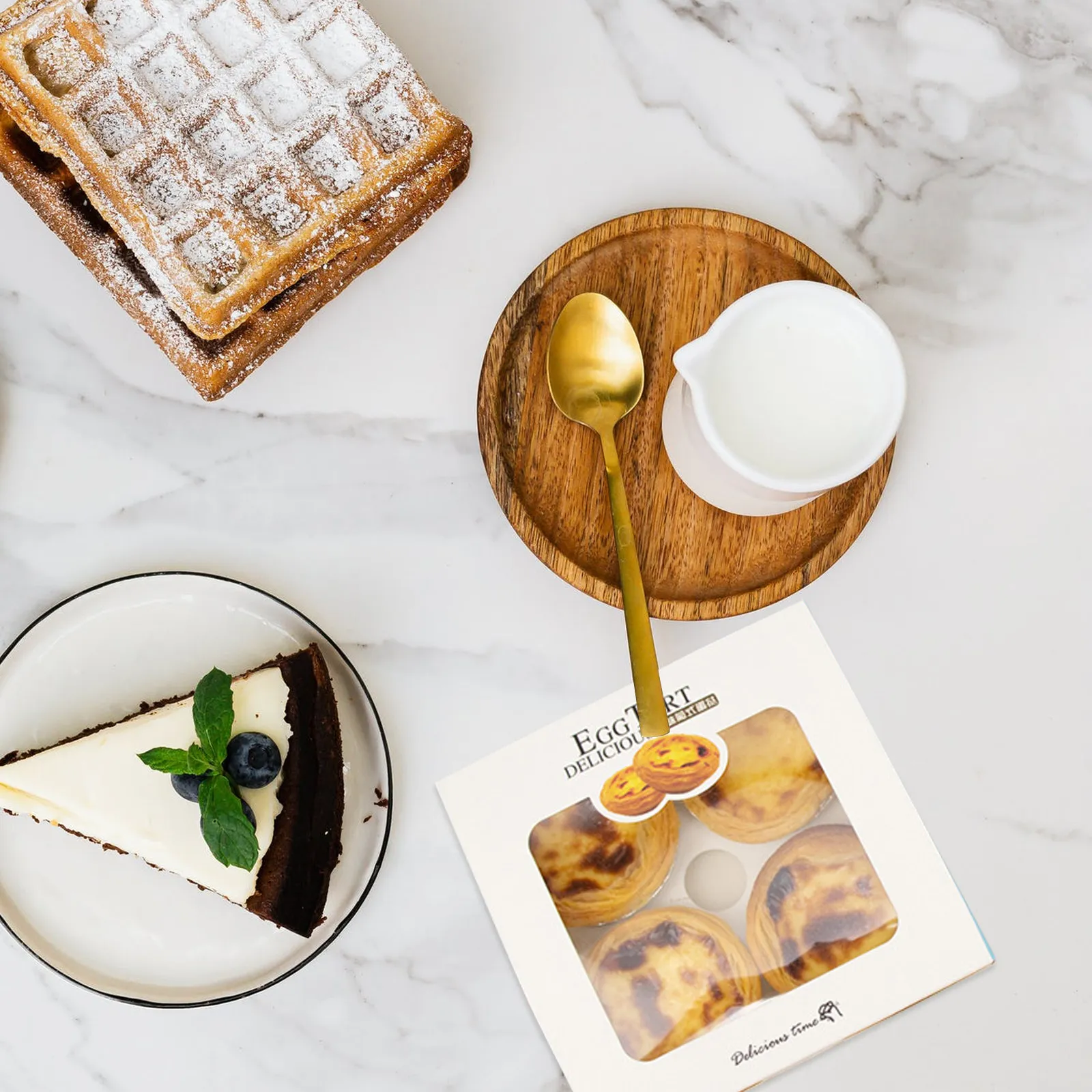 25Pcs Egg Tart Boxes Windowed Thick Food Grade Paper Inner Tray Shockproof Dessert Packaging Box for Wedding Party Birthday