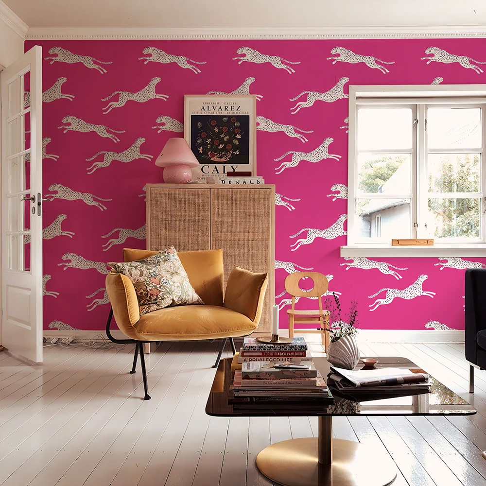 الوردي ليوبارد قشر وعصا ورق جدران من الفينيل موردن ذاتية اللصق مقاوم للماء غرفة المعيشة جدار ديكور شيك ملصقات خزانة الحيوان