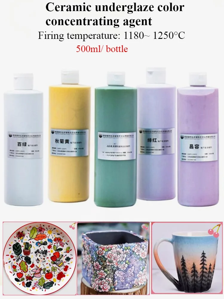 

500ml Pottery Underglaze Pigment Medium Temperature Concentrat Agent Glaze DIY Ceramic Wool Blank Children Drawe Coloring Dye