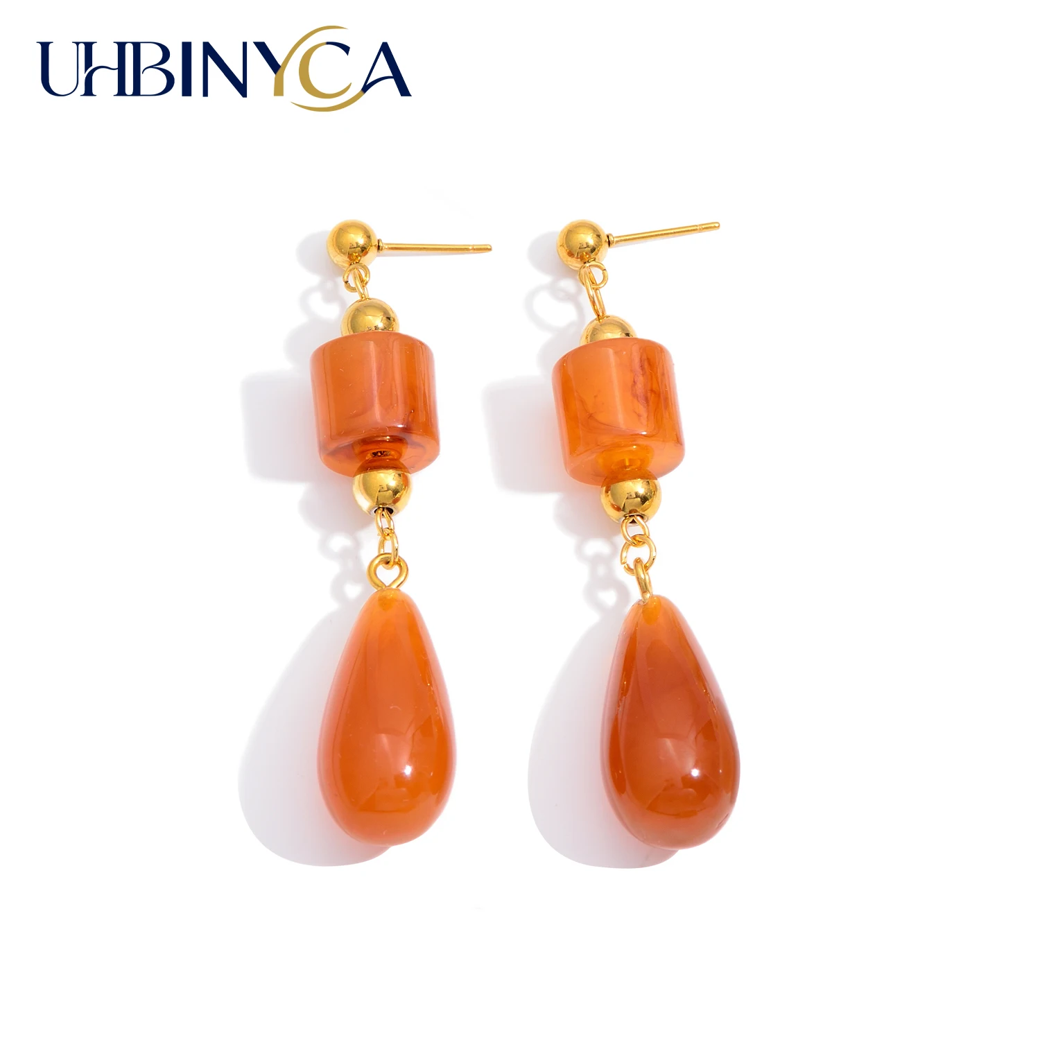 Brincos de borla de design original para mulheres, brincos pendurados de gota longa, joias elegantes artísticas de aço inoxidável banhado a ouro 18K