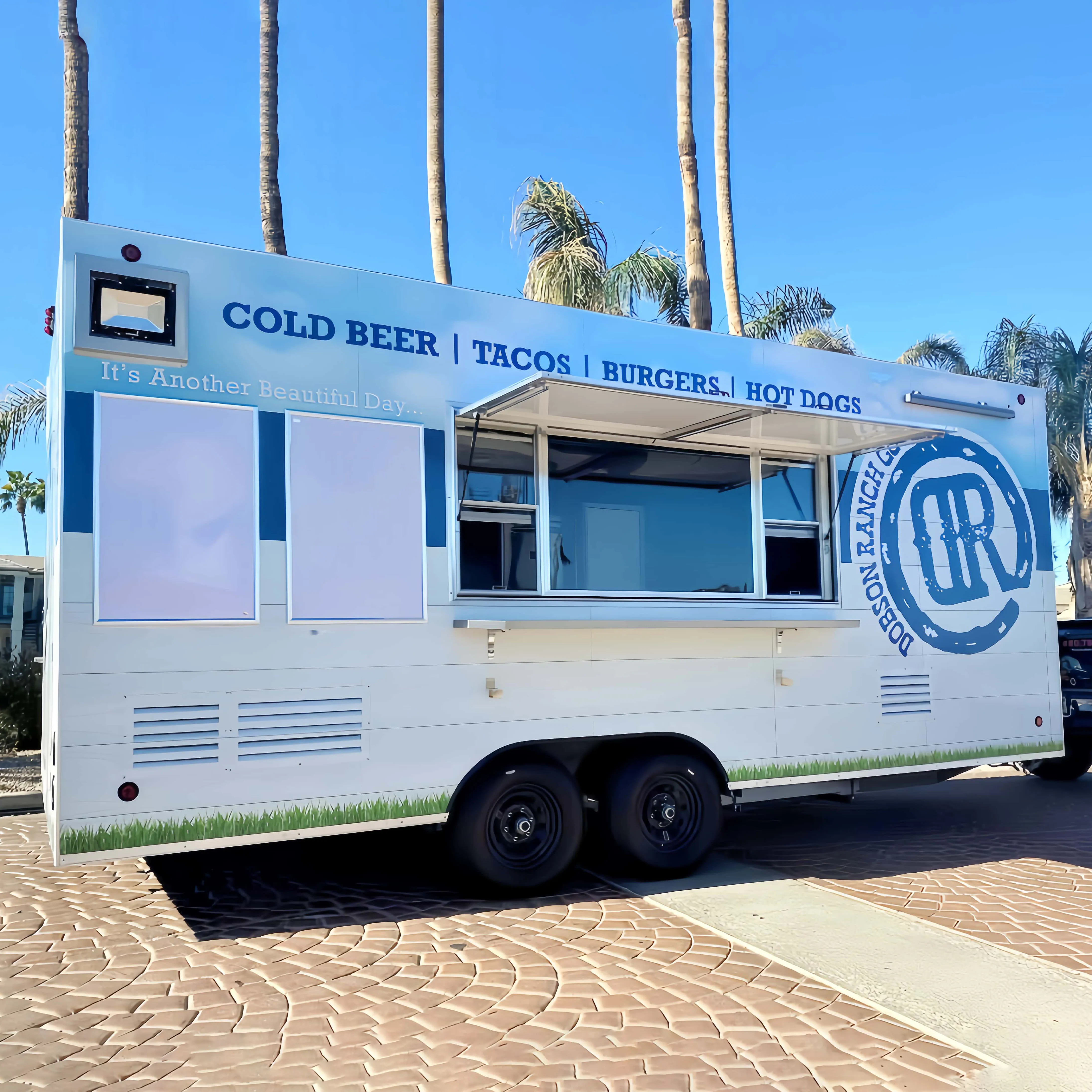 

Stainless Steel Food Truck Trailer Chips Burger Selling Portable Mobile Food Trailer Fully Equipped Kitchen