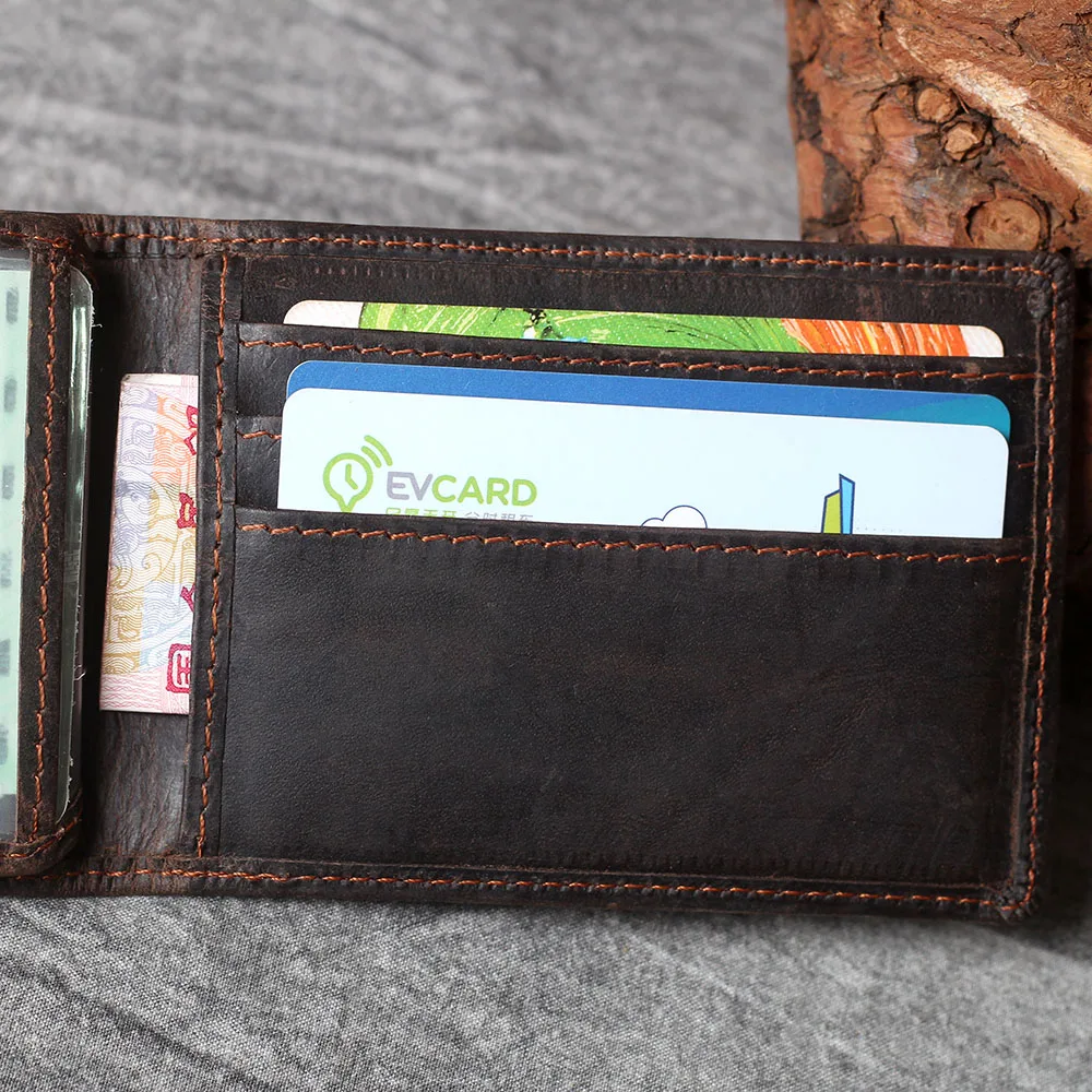 S.WORKER Vintage Echtleder-Kartenhalter Führerscheinetui Retro-Kartenetui Kurze Geldbörse – Detail 12