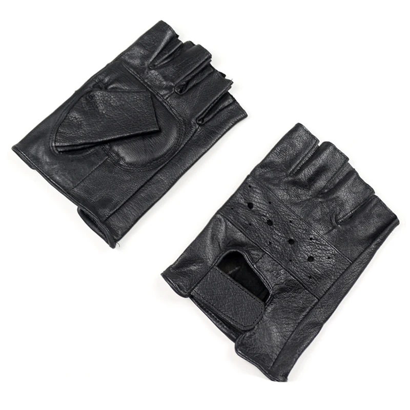 Guantes sin dedos de cuero Artificial para hombres y mujeres, guantes de medio dedo antideslizantes, guantes de entrenamiento de conducción