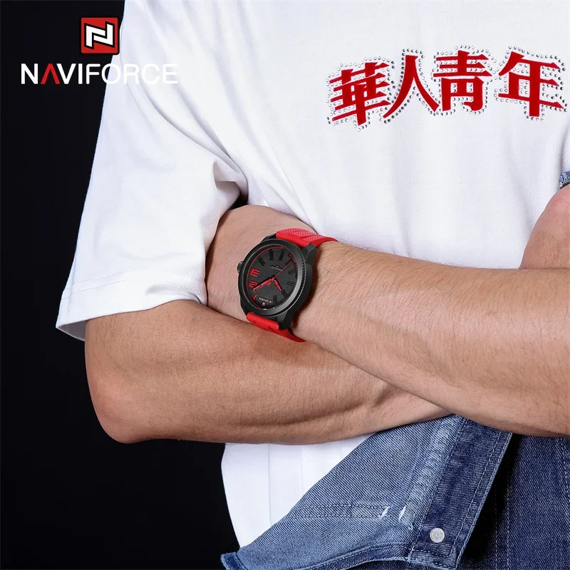 NAVIFORCE 2025 كوارتز ساعة عسكرية الرجال ساعة فاخرة سيليكون حزام ساعة رجالي مقاوم للماء Relogio Masculino 2025 حزمة الهدايا