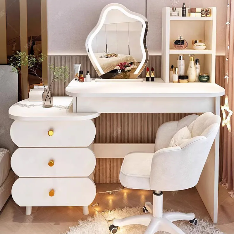 European Coffeechair Vanity Table Mirror Makeup Nail Small Storage Dressing Table Luxury Bedside Penteadeira Trendy Furniture