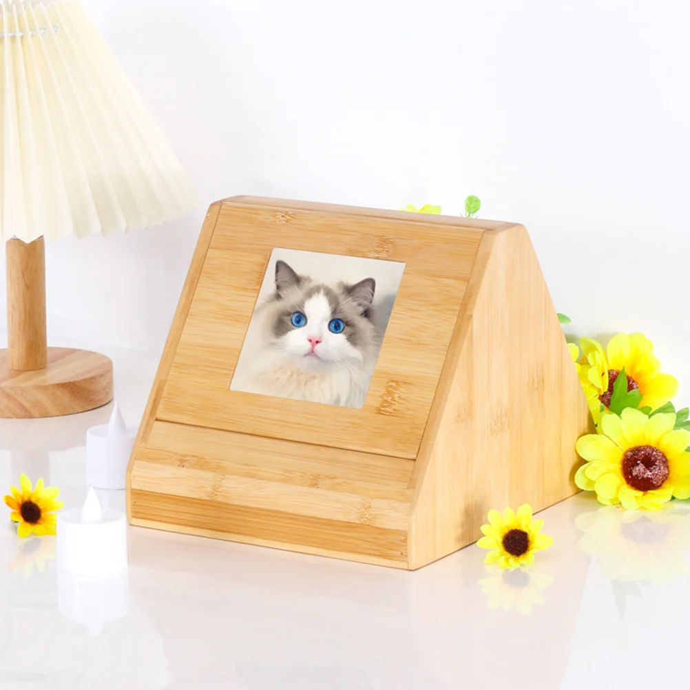 Kat en Hond Memorial Box Fotolijst Houten Huisdier Urn (h-021) 1pc As Ketting voor Vrouwen Foto Urnen Gift Honden Bamboe De