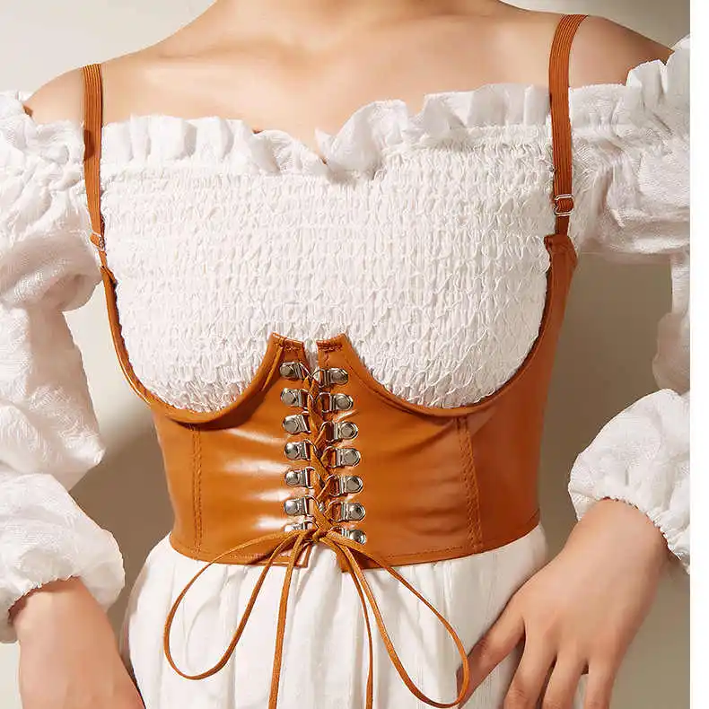 Dark-chic European and American fashion trend, innerwear with bustier and corset design, featuring a fashionable ik waist cinche