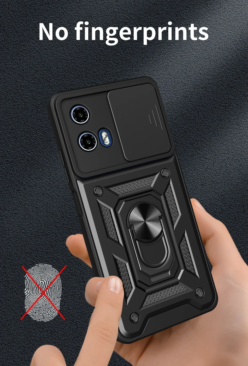 For Motorola Moto G34 5G Case Armor Slide Camera Lens Protection Cover For Moto G34 G 34 MotoG34 Ring Stand Cases