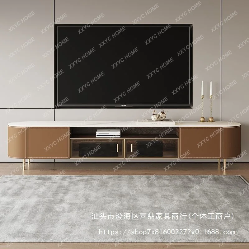 

Современный телевизионный шкаф ML из кожи с эффектом седельной кожи, в стиле легкой роскоши, для просторной гостиной, для квартиры.