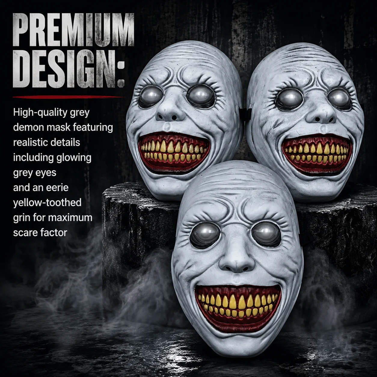 New Creepy Exorcist Smile Demon Mask Horror Evil Face Latex Mask for Costume Props Carnival Cosplay Accessories Party Costume