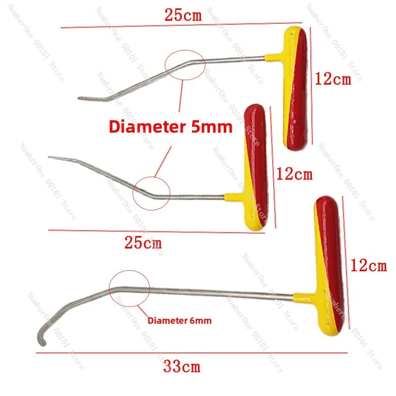 Automobile body dent repair tools ejector rod hail pit repair parts alloy steel special-shaped hook 5-piece set