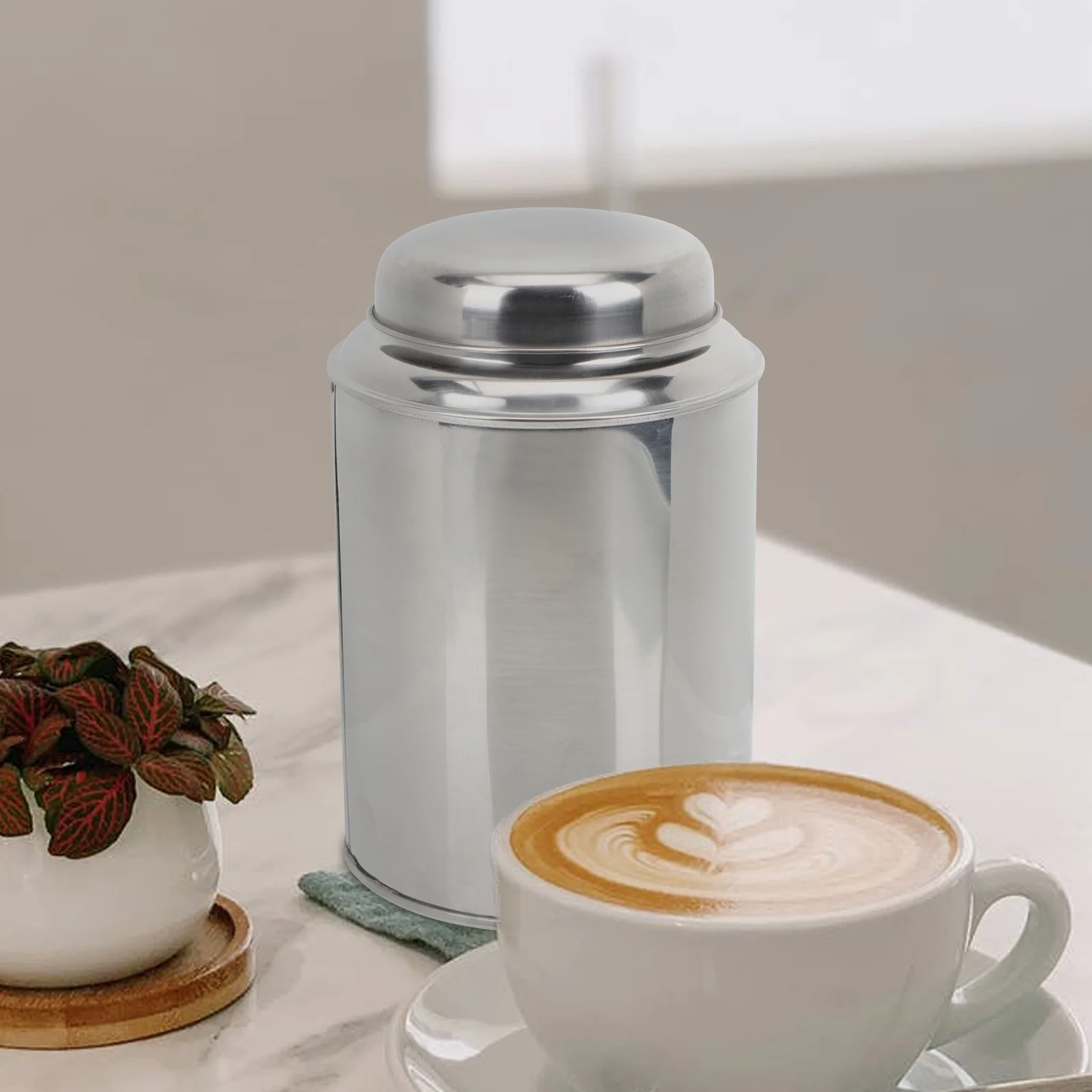 

Stainless Steel Tea Canister Sealed Jar for Home Kitchen Portable Storage Container Suitable Black Green Tea Leaves Household