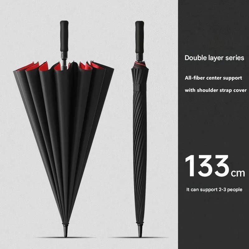 16 Bone Automatic Double Layer Golf Umbrella Long Straight Handle Umbrella Large Windproof Rain Business Umbrella