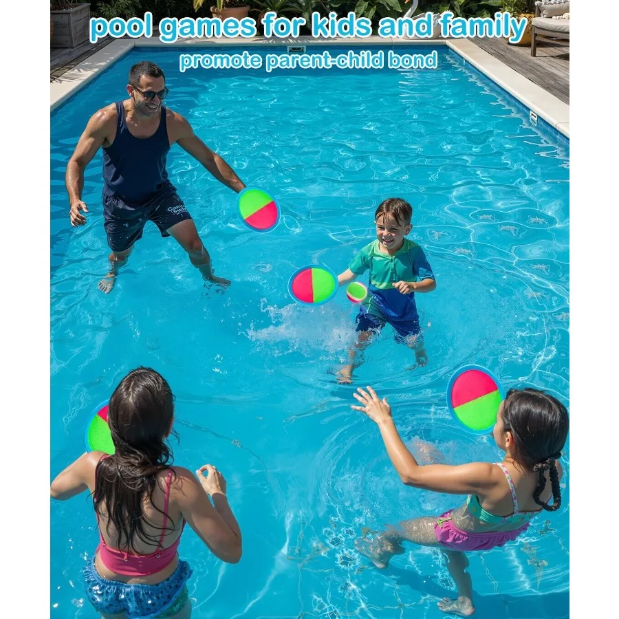 Juego de lanzamiento y captura de pelotas para juguetes de playa al aire libre, juguetes de piscina, juego de captura con 6 paletas y 3 pelotas, juegos de patio al aire libre durante 412 años