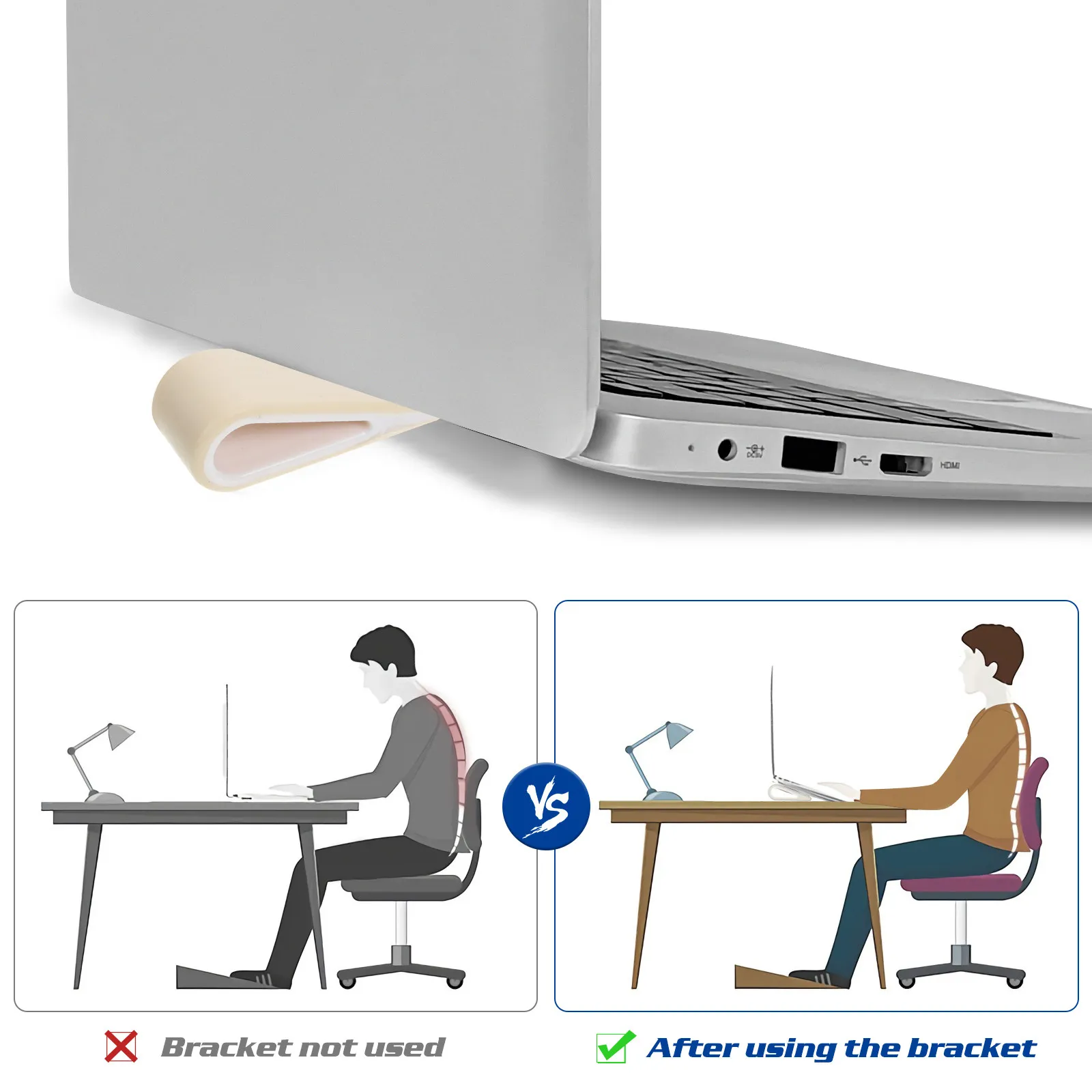 2Pcs Laptop Stand Elevated Kickstand Stable Tilting Wedge Desktop Holder Notebook Computer Riser Heat Dissipation