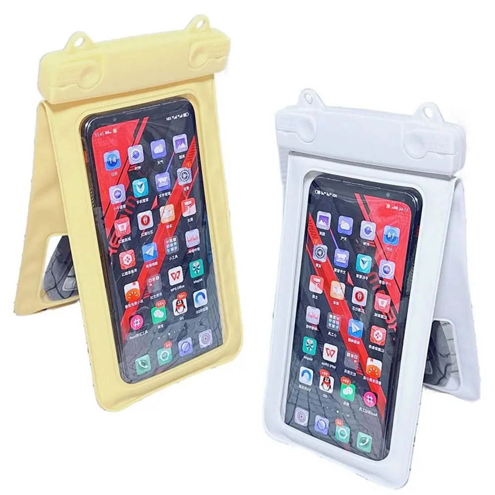 방수 수중 핸드폰 보관 가방, 더블 포켓 터치 스크린, 투명 수영 폰 커버, 목 랜야드 조절 가능, IP68