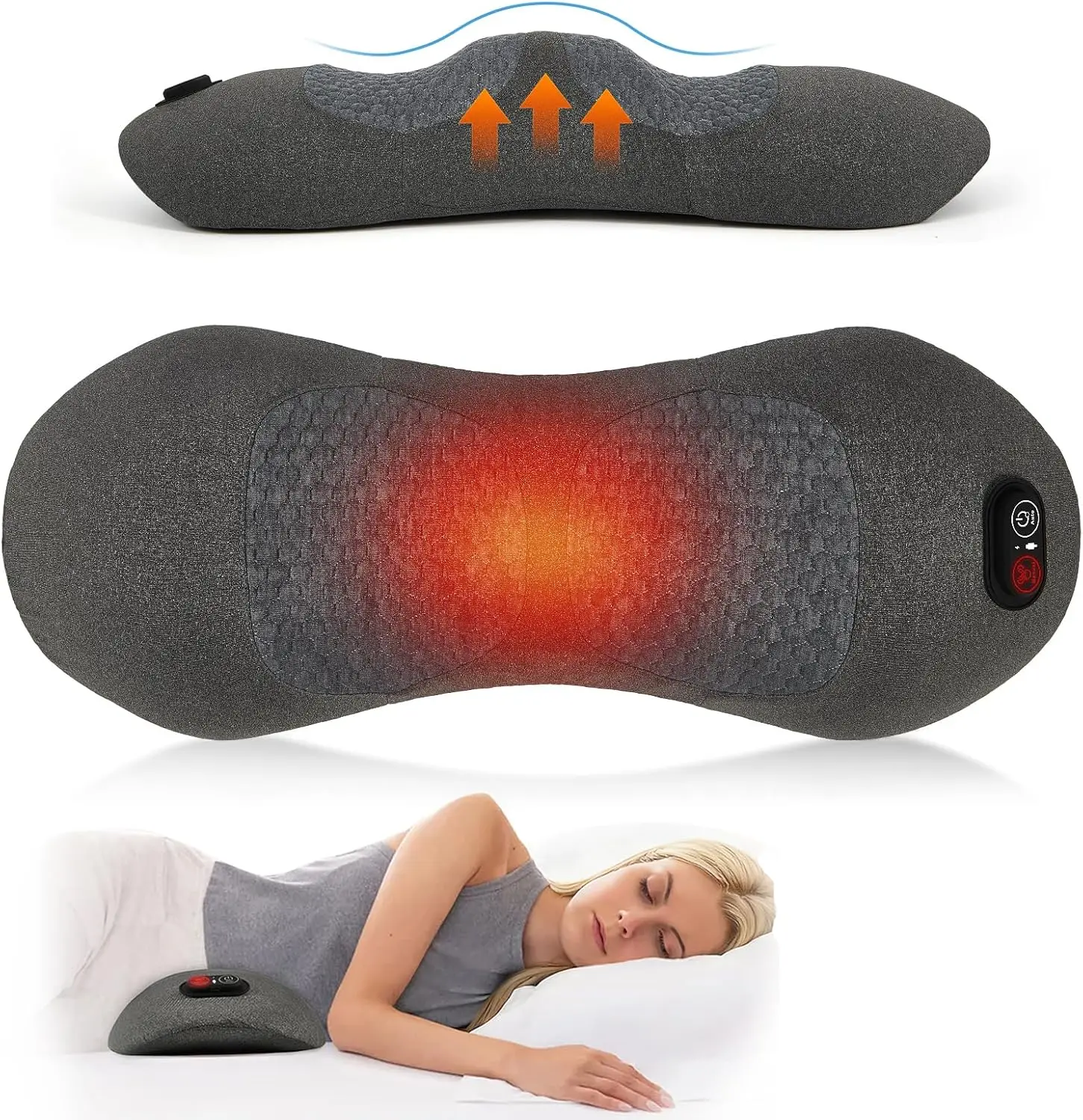 

Rechargeable Back Massager with Heat, Adjustable for Bed & Chair, Relieves Deep Tissue Pain
