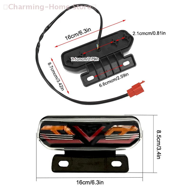 【M】ضوء خلفي للدراجة النارية، ضوء فرامل 12 فولت لضوء خلفي ATV للدراجة النارية توقف بدوره إلى مؤشر اتجاه واحد ملحق الوامض #6