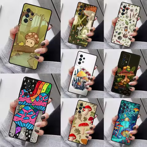 Frog Mushroom Cottagecore Phone Case For Samsung Galaxy S23 S21 S20 FE S24 S22 Ultra Note20 S10 S9 S8 Plus A40 A52 A12 A13 A53