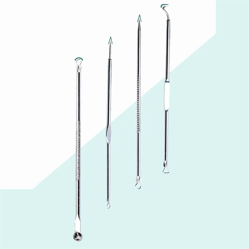 Acne Needle Remove Blackhead Blemish Pimple Comedone 4pcs/Set Double-ended Stainless Steel Facial Cleaning Skin Care