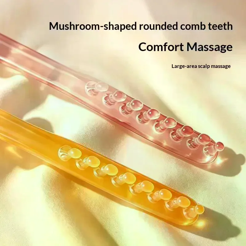 Scalp Massage Comb With Smooth Rounded Teeth Comfortable Grip For Hair Care Relaxation Head Tension Relief Resin