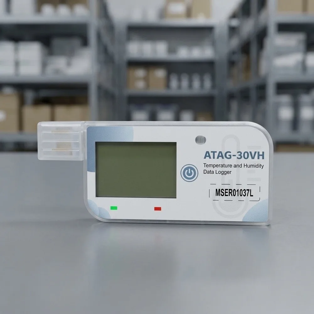 Temperature Humidity Data Logger ATAG-30V USB PDF Report -30C To 70C 0-100%RH IP65 LCD Screen 65000 Points Cold Chain Warehouse