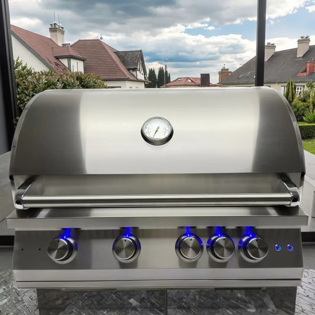 

New Arrival 4-Burner Built-In BBQ Gas Grill for Home Use Metal Outdoor Garden Cooking Barbecue with Infrared Back Burner