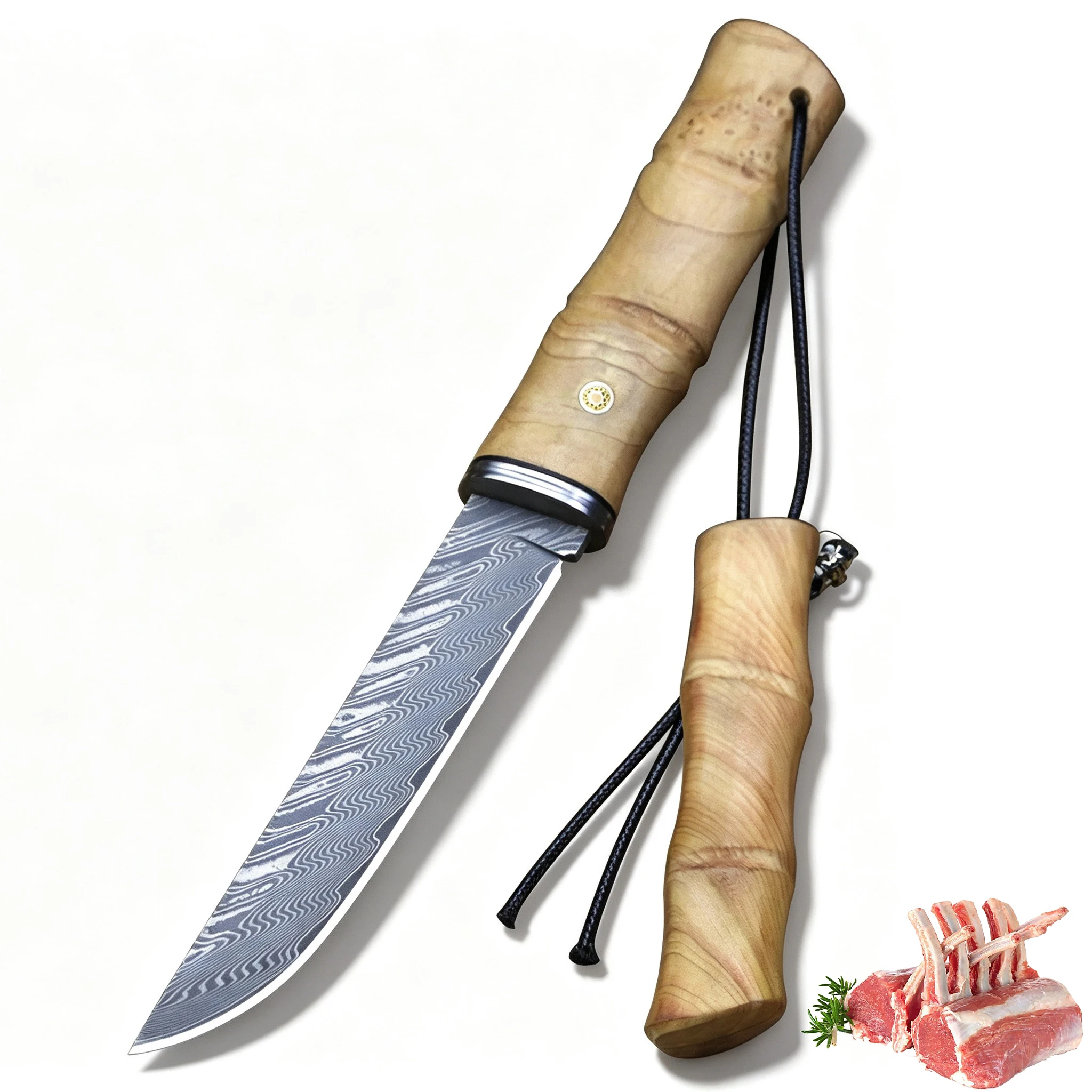 1/2/3-piece Damascus steel kitchen knives professional boning knife, non-slip handle fruit knife, fixed-blade kitchen chef knife
