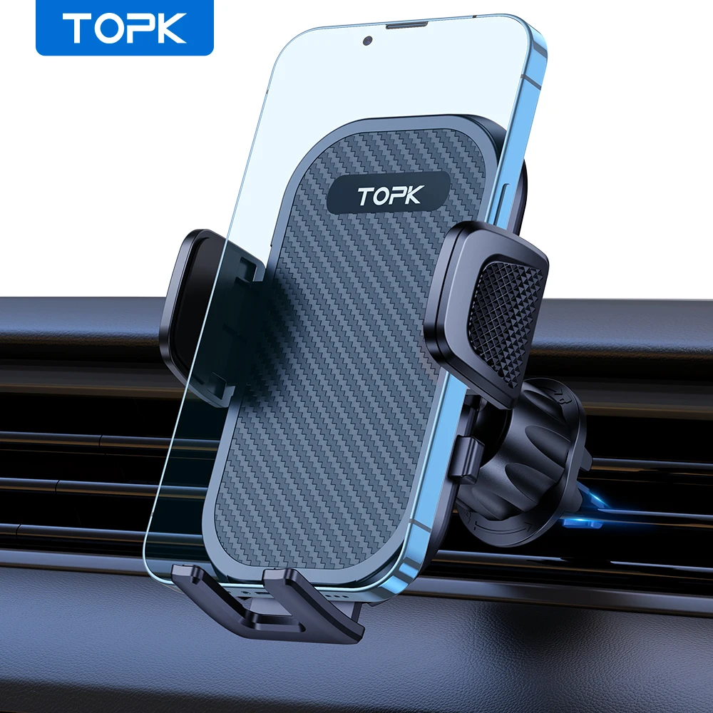 TOPK Car Phone Holder Mount Air Vent Cell Phone Holder for Car Hands Free Easy Clamp Cradle in Vehicle Fit All 4