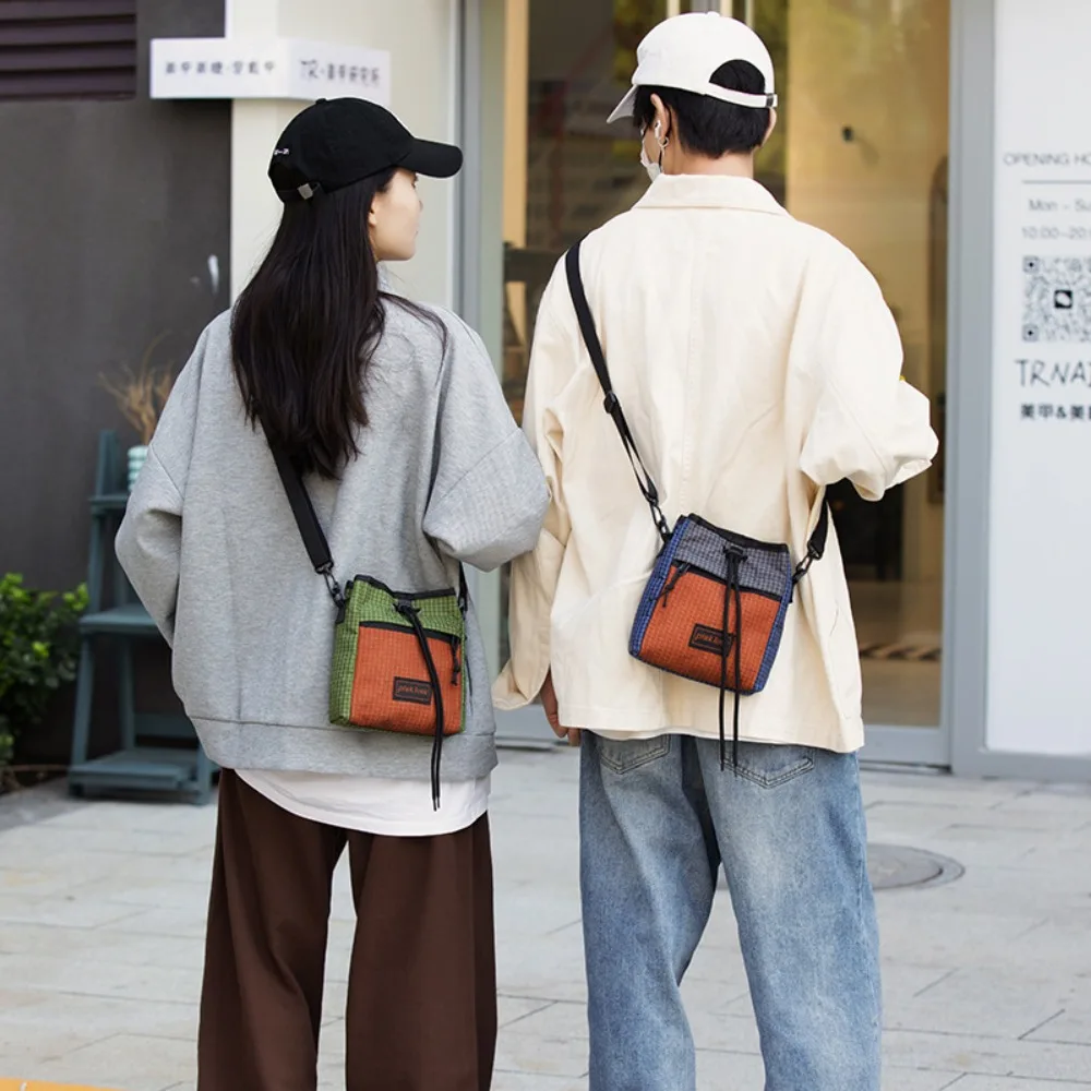 

Multifunctional Crossbody Phone Pouch Korean Style Color Contrast Nylon Shoulder Bag Waterproof Sports Patchwork Square Bag