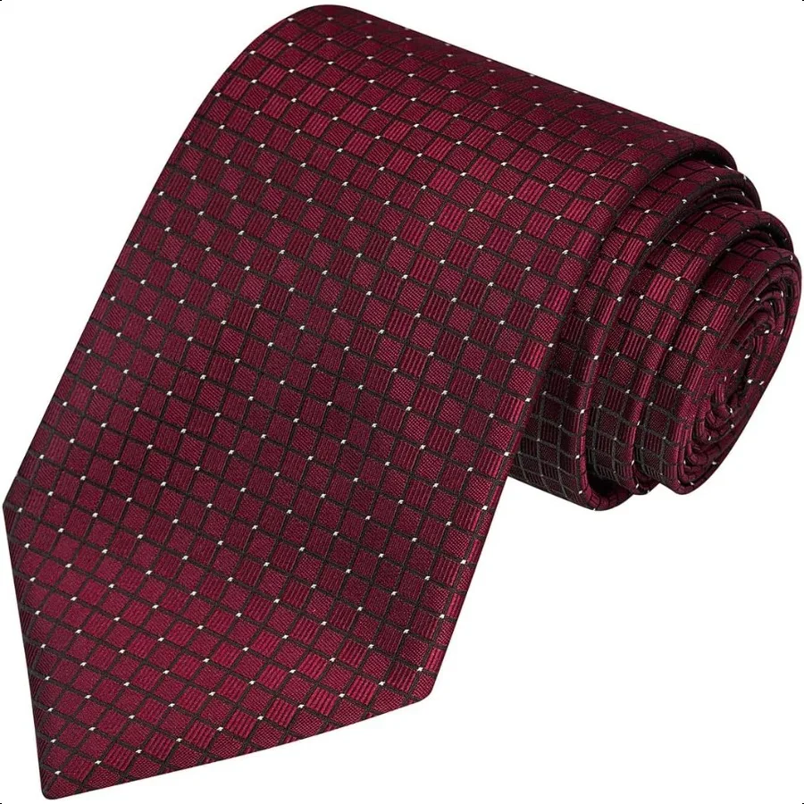 

KissTies Mens Necktie Solid Color Checkered Business And Wedding Tie