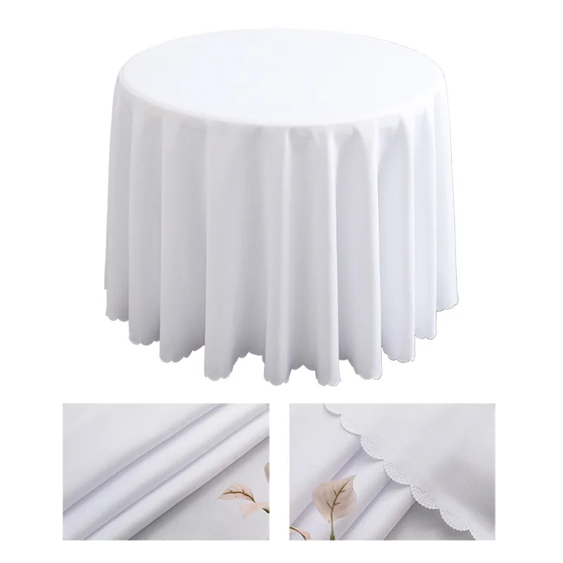 White Round Tablecloths Stain Resistant Washable Polyester Fabric  Table Covers for Wedding Party Banquet Formal Events Decor