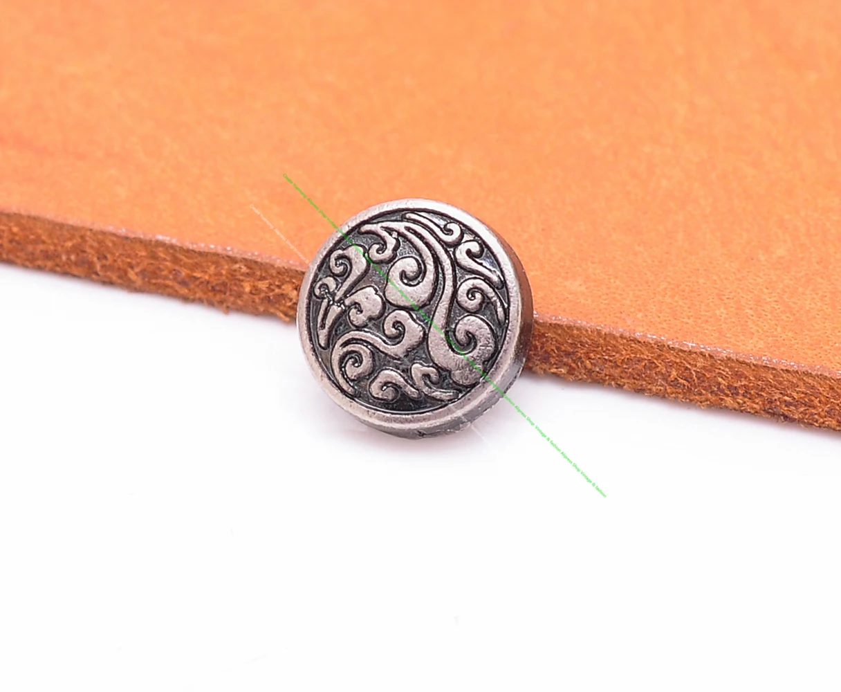 50PC 10MM Silver Floral Engraved Handcraft Stud Rivet Tacks for Leathercraft bag shoes bracelet Decorative