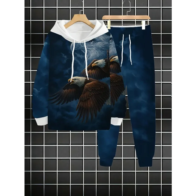 Рисунок 2 - Мужской комплект с капюшоном с узором орла для улицы