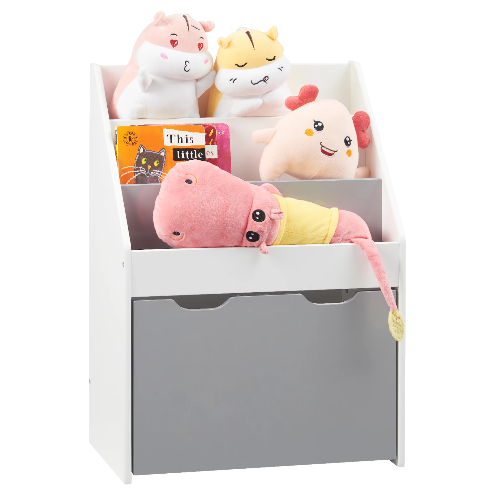 WOLTU Kinder-Bücherregal, Bücherregal für Kinder, Ausstellungsregal, Aufbewahrungseinheit für Schüler, Kindergarten, 3 Regale, Aufbewahrungstruhe mit Rollen