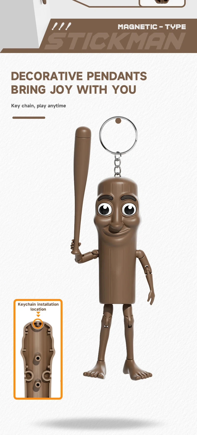 Stressabbauendes Modell Spielzeug Tung Tung Sahur Multi Joint Bewegliches handgemachtes Modell DIY Kreative lustige Animationsfigur Holzstab – Detail 13