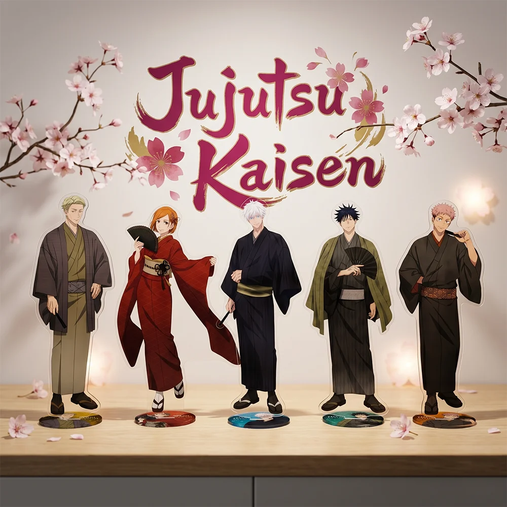 Jujutsu Kaisen 5th Anniversary Kimono Ver 15CM Double Sided Acrylic Stand Keychain 2026 New Anime Stand Decor Souvenir