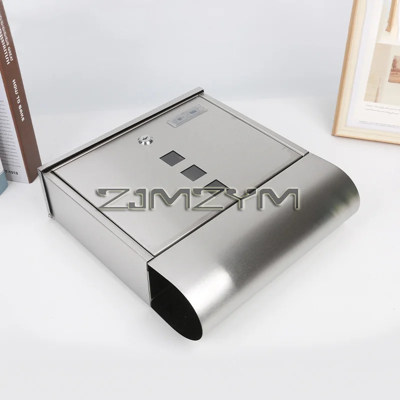 Stainless Steel Durable Mailbox With Lock Suitable Capacity Envelopes Mails Wall Mount Outdoor Home Office Garden