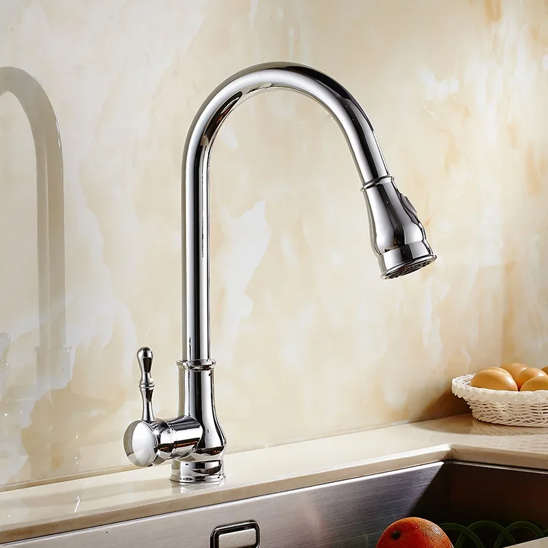 

kitchen MTTUZ Hot and cold water pull out basin chrome brass faucets basin Swivel a Mixer Tap Faucet single handle home supplie